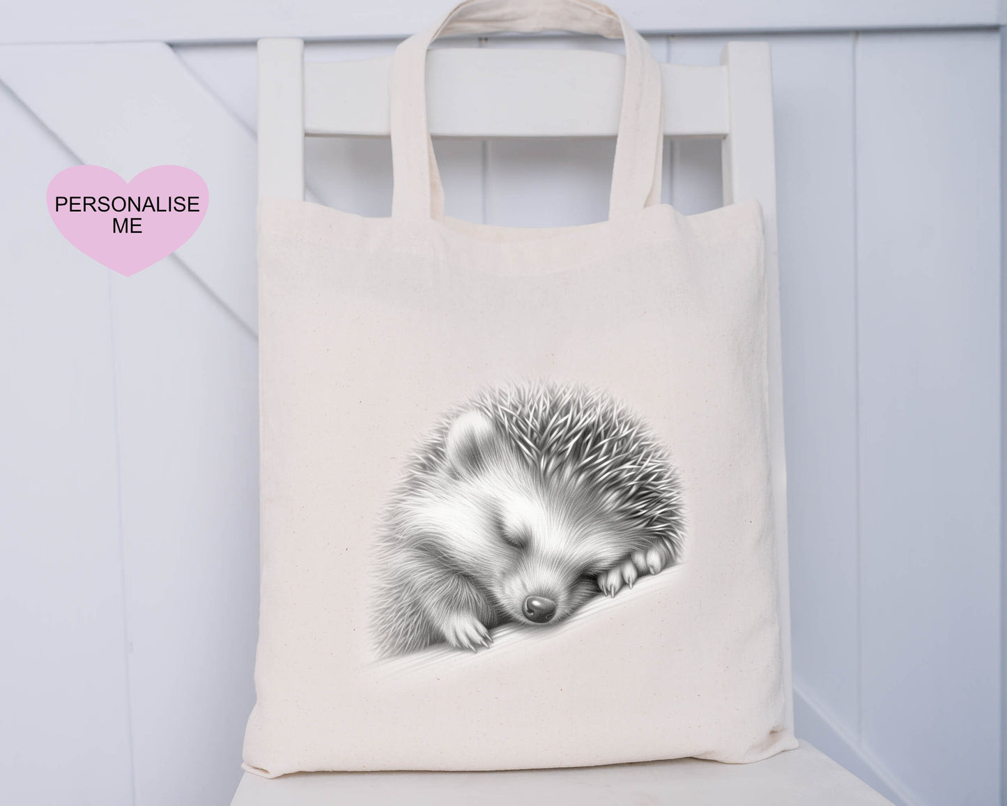 Hedgehog Tote Bag, Personalised Tote Bag, Hedgehog Design Luxury Tote Bag