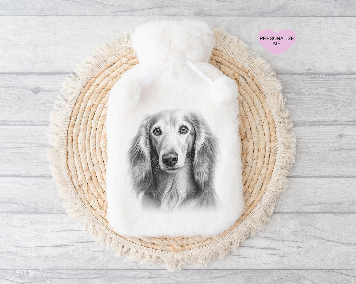 Saluki Gift, Personalised Hot Water Bottle, Dog Xmas Gift, Xmas Gift For Dog Lover