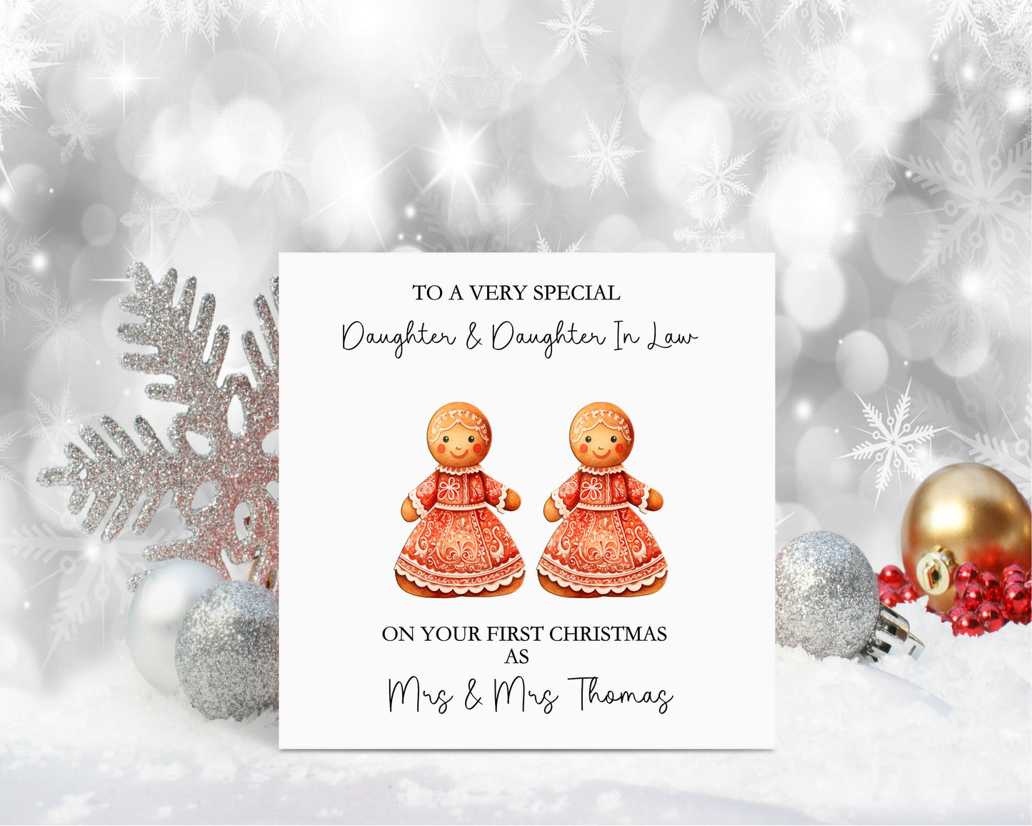 First Christmas Married Card, Christmas Card For Daughter And her Wife, Personalised Christmas Card