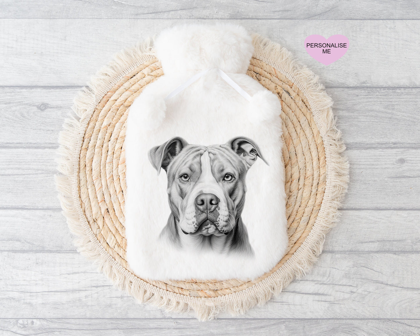 American Bulldog Gift, Personalised Hot Water Bottle, Dog Xmas Gift, Xmas Gift For Dog Lover