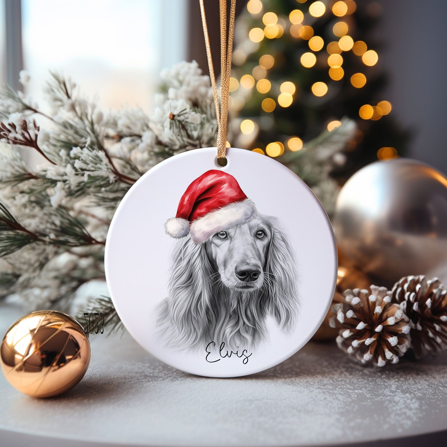 Afghan Hound Dog Bauble, Personalised Pet Dog Christmas Tree Decoration, Gift For Dog Family, Dog Lover, Santa Dog Bauble, Christmas In July