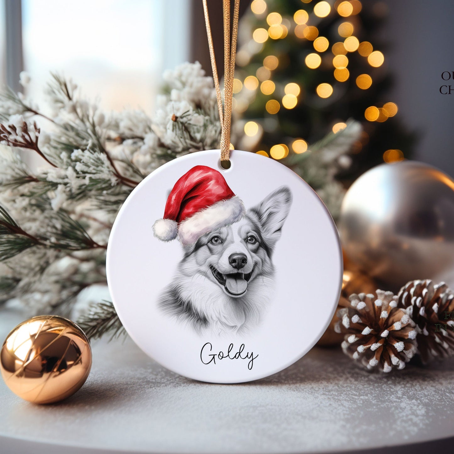 Corgi Dog Bauble, Personalised Pet Dog Christmas Tree Decoration, Gift For Dog Family, Dog Lover, Santa Dog Bauble