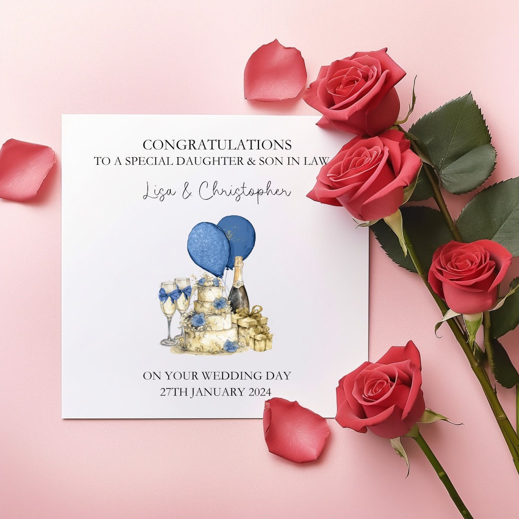 Personalised Wedding Card, Wedding Day Card For Daughter & Son In Law, Wedding Card For Bride And Groom, Wedding Day Card For Special Friend
