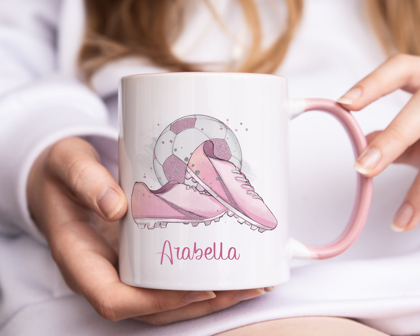 Pink Football Mug, Football For Girls Mug, Pink Mug For Teen Girls