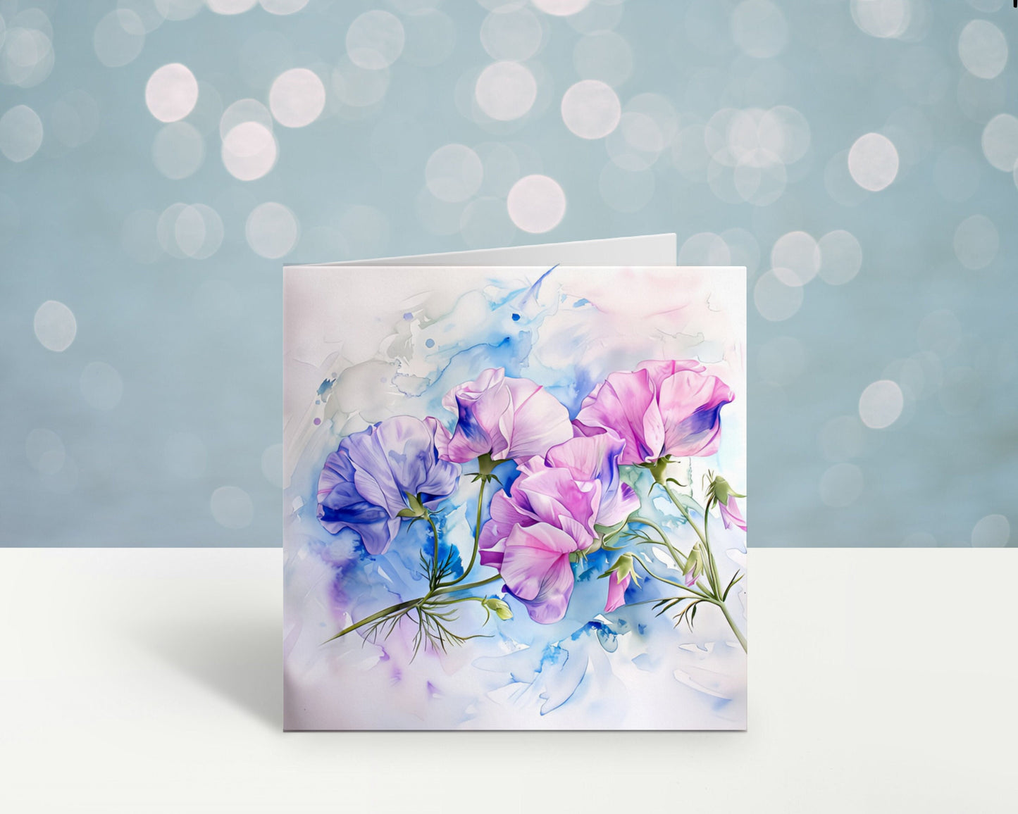 Blank Card, Picture Only Card, Sweetpea Greeting Card