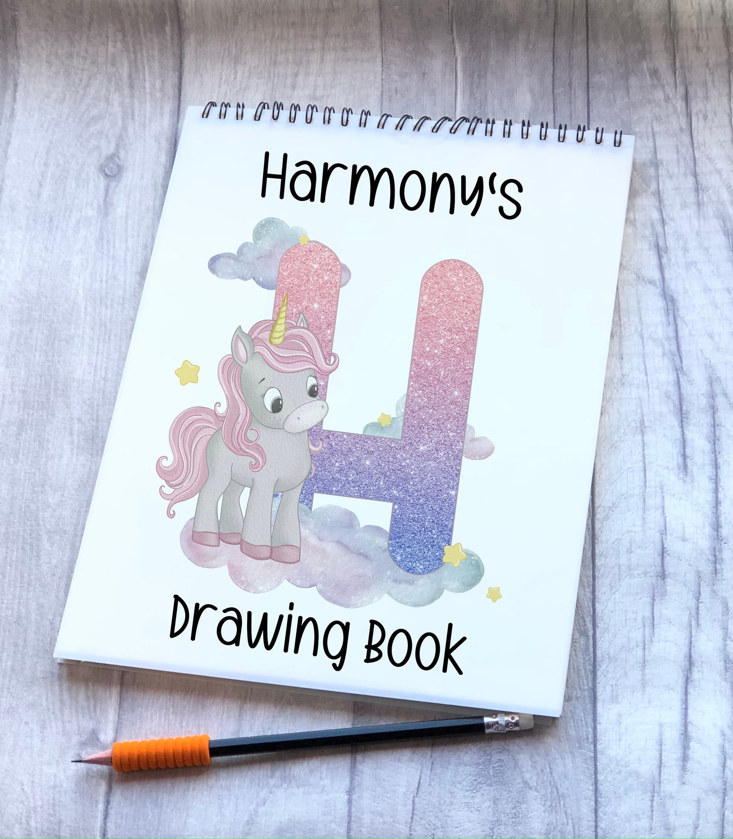 Unicorn Drawing Book, Personalised Sketchbook, Unicorn Gift For Girls, Granddaughter Gift