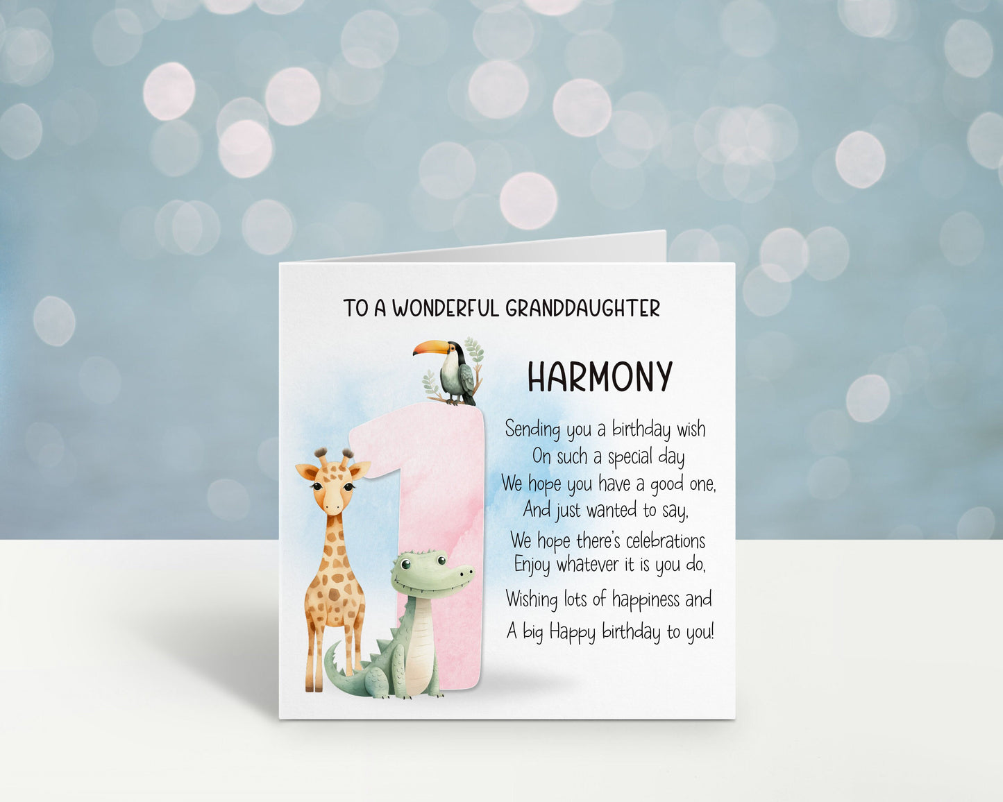Granddaughter Birthday Card, Personalised 1st 2nd 3rd 4th 5th 6th 7th 8th 9th Birthday Card, Animal Friends Birthday Card