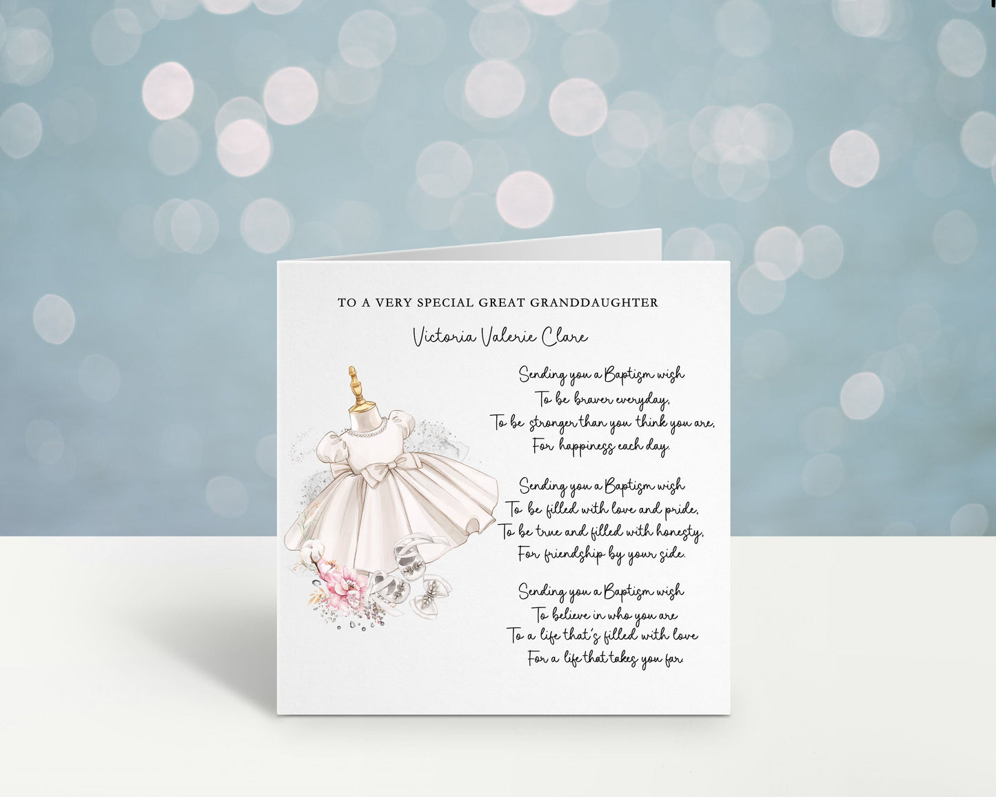 Baptism Card Girl, Personalised Baptism Card, Christening Card