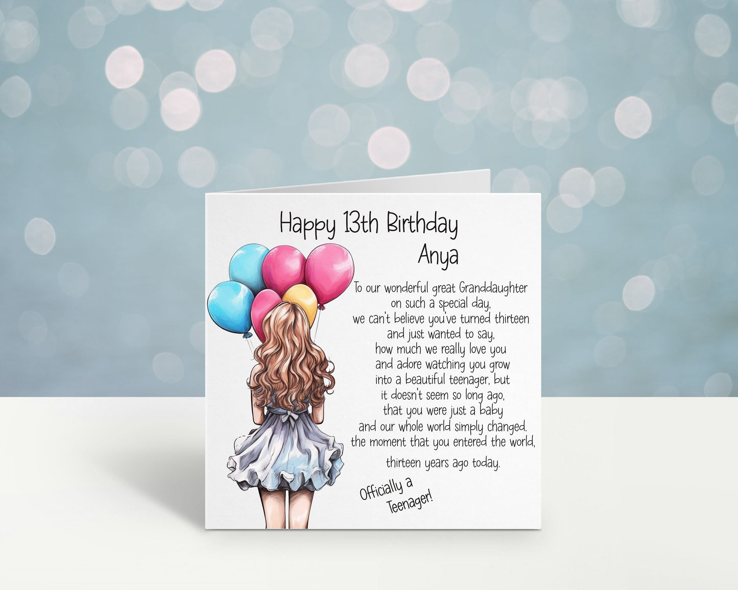 13th Birthday Card, Personalised 13th Birthday Card Great Granddaughter Officially A Teenager Card Daughter 13th Birthday Card Birthday Girl