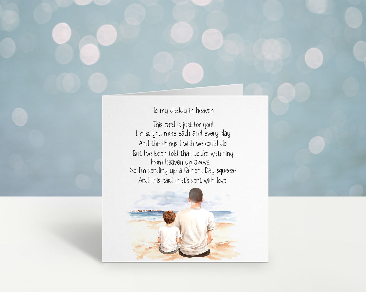 Daddy In Heaven Fathers Day Card, Personalised Fathers Day Card For Dad, Father's Day Card For Father In Heaven