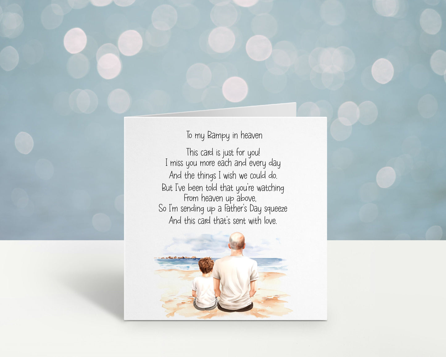 Bampy In Heaven Fathers Day Card, Personalised Fathers Day Card For Dad, Father's Day Card For Grandad In Heaven