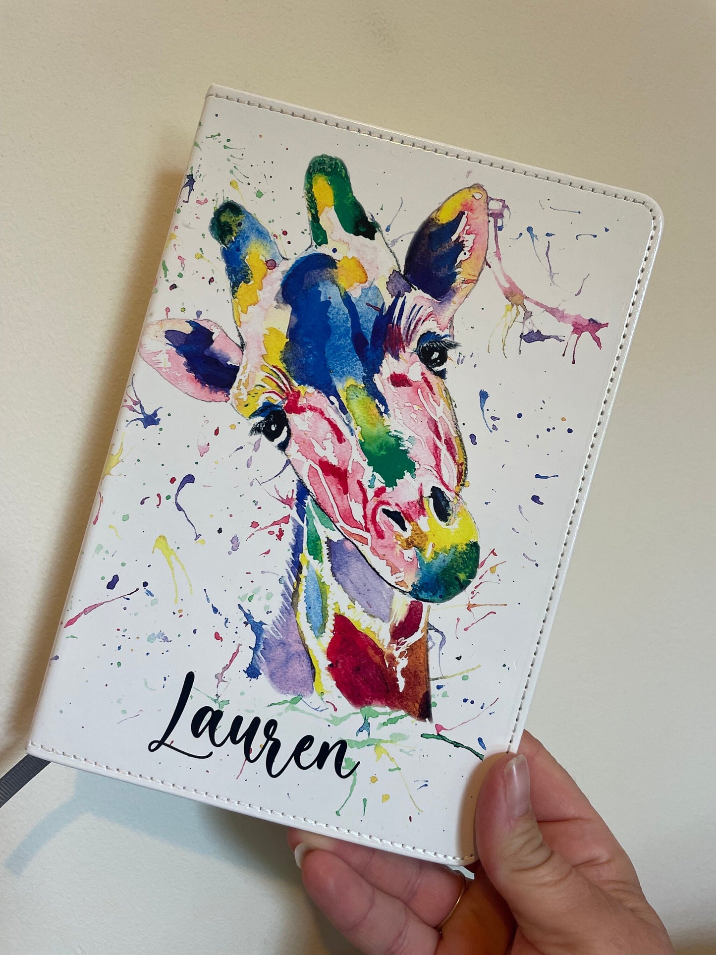 Personalised Giraffe Notebook, Watercolour Giraffe Notebook, Friend Gift, Gift For Her
