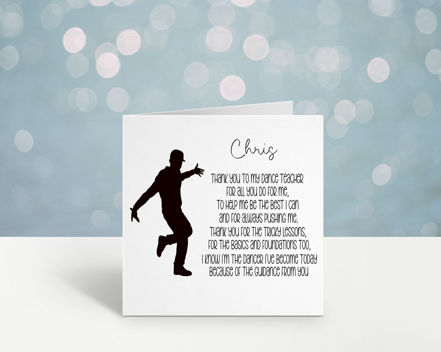 Dance Teacher Card, Thank You Teacher Card, Card For Dance Teacher, Teacher Gift, Personalised Teacher Card