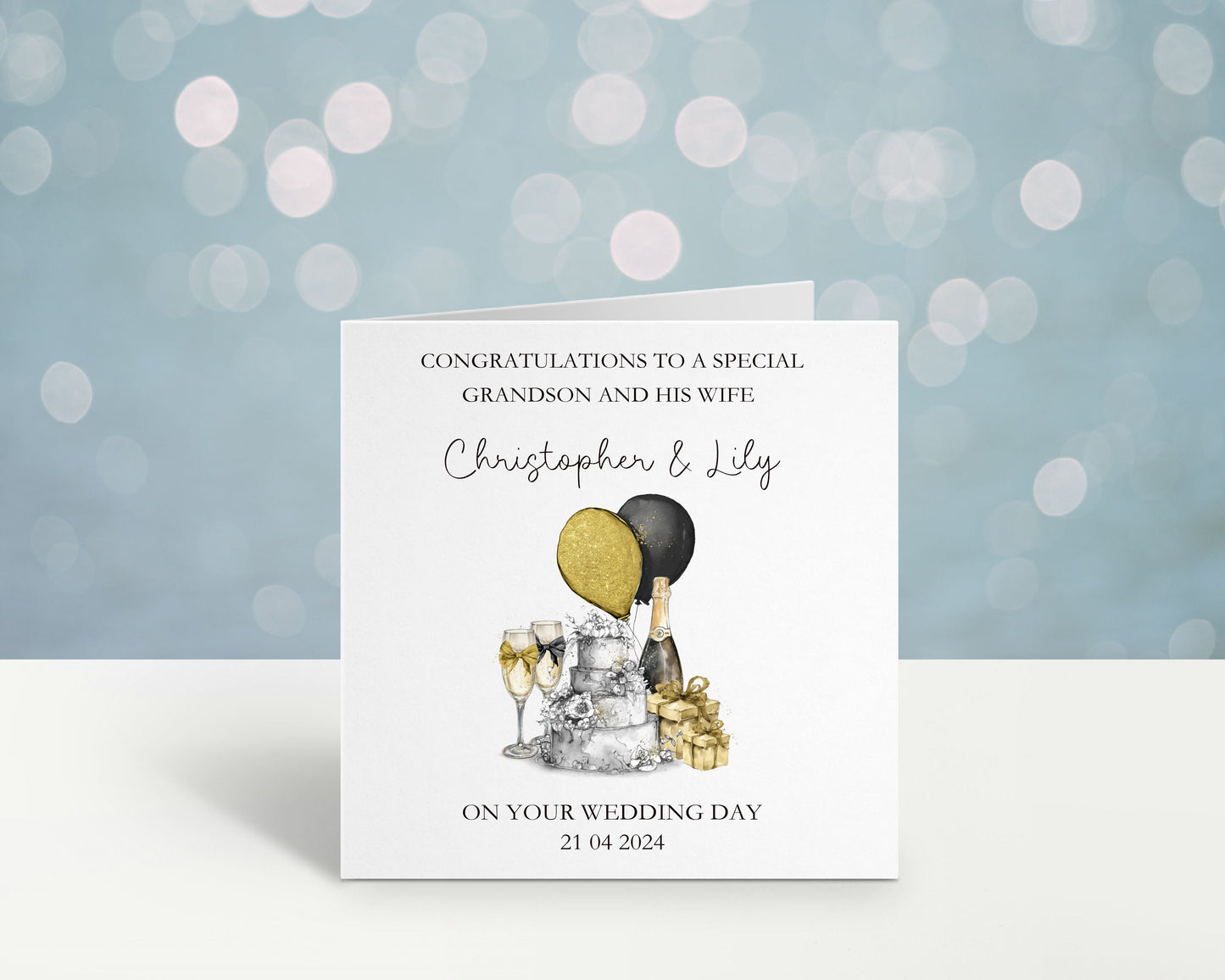 Personalised Wedding Card, Wedding Day Card For Grandson & His Wife, Wedding Card For Son And Wife, Great Grandson, Nephew Brother Any Title
