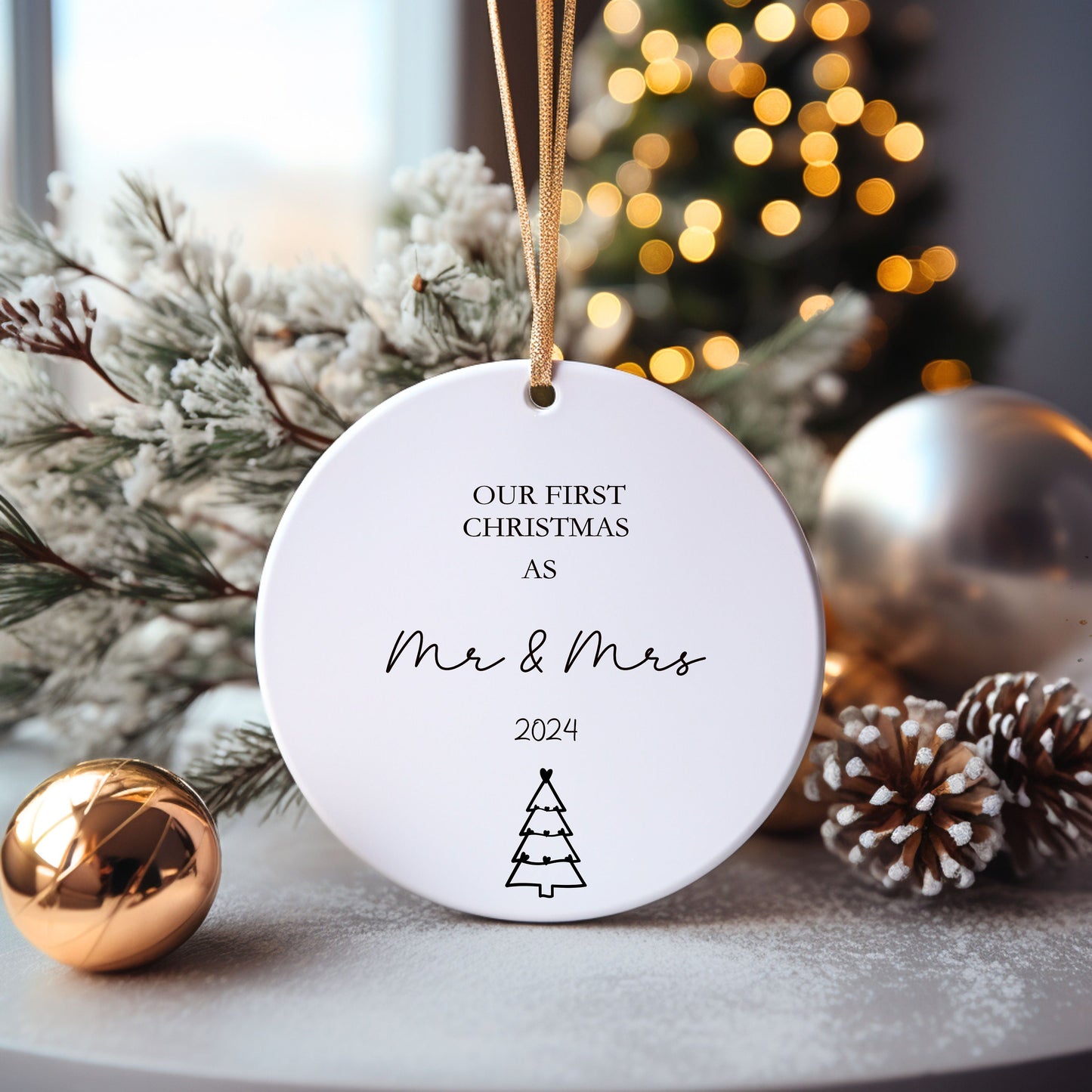 First Christmas As Mr And Mrs Bauble 2024, 1st Xmas As A Mrs Christmas Tree Decoration,