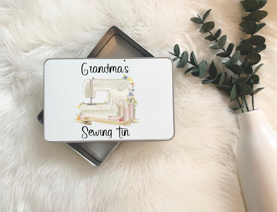 Sewing Tin, Personalised Sewing Tin, Storage Tin For Sewing, Gift For Friend, Gift For Grandma, Gift Nanna