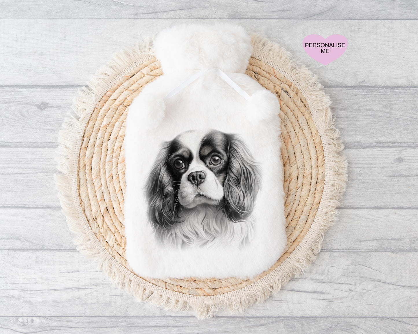 Cavalier King Charles Gift, Personalised Hot Water Bottle, Dog Xmas Gift, Xmas Gift For Dog Lover