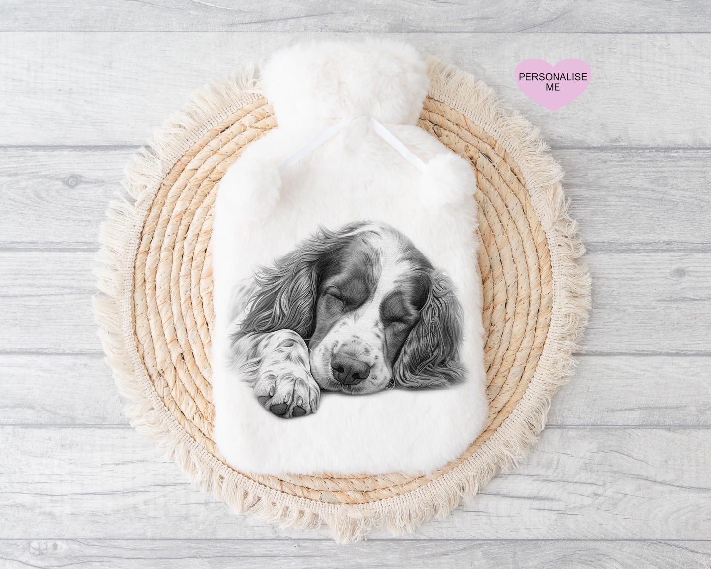 Springer Spaniel Gift, Personalised Hot Water Bottle, Dog Xmas Gift, Xmas Gift For Dog Lover