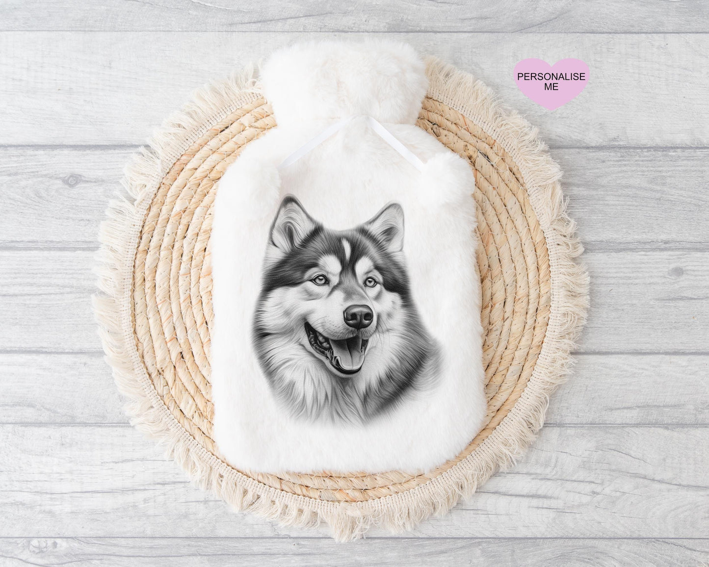 Alaskan Malamute Gift, Personalised Hot Water Bottle, Dog Xmas Gift, Xmas Gift For Dog Lover