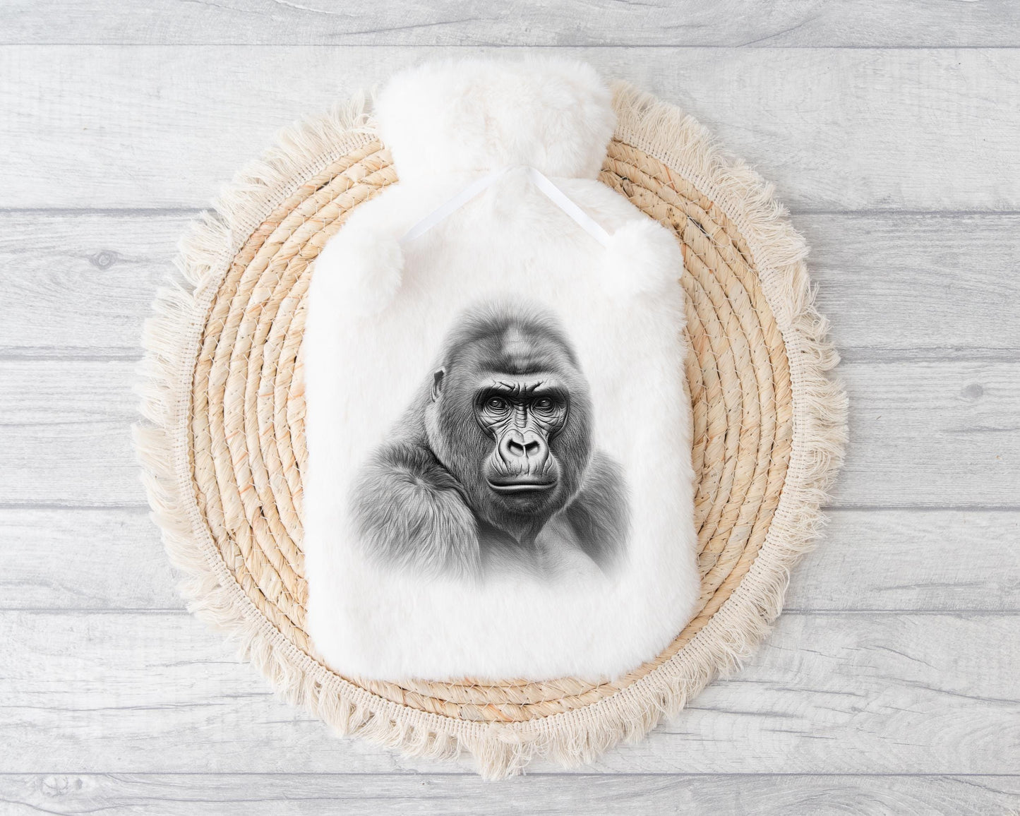 Baby Gorilla Hot Water Bottle, Baby Gorilla Design Hot Water Bottle, Christmas Gift, Fluffy Hot Water Bottle