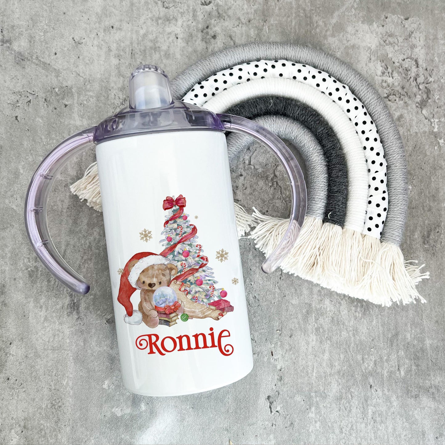 Christmas Sippy Cup, Personalised Children's Tumbler, Xmas Stocking Filler, Christmas Eve Box, Kids Christmas Cup, Christmas Bear Sippy Cup