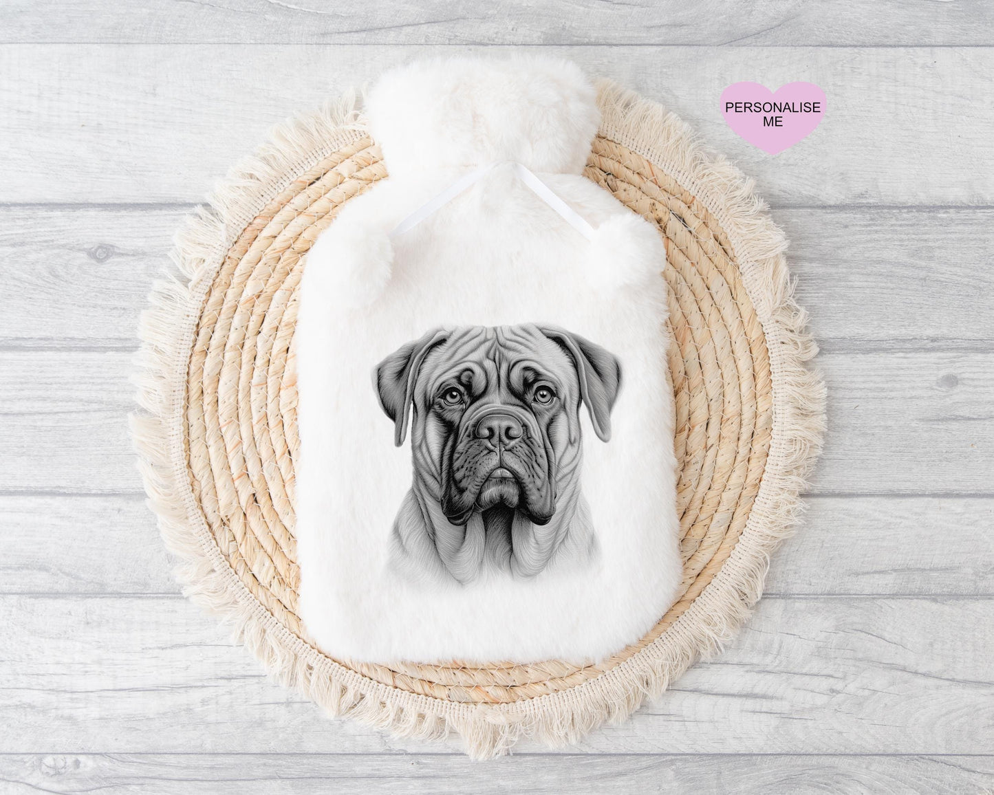 Bull Mastiff Gift, Personalised Hot Water Bottle, Dog Xmas Gift, Xmas Gift For Dog Lover