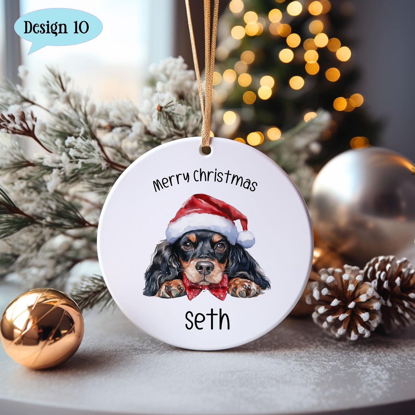 Cocker Spaniel Christmas Bauble, Personalised Pet Dog Christmas Tree Decoration, Gift For Dog Family, Dog Lover, Cocker Spaniel Xmas Bauble