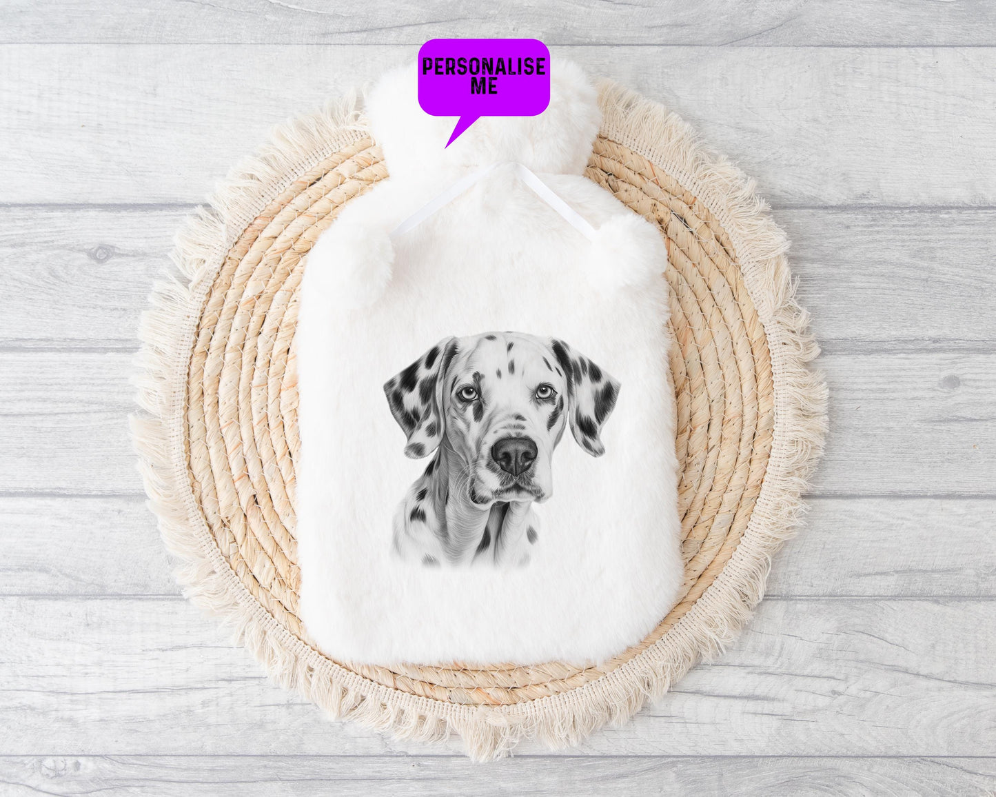 Dalmatian Hot Water Bottle Gift, Personalised Hot Water Bottle, Dog Xmas Gift, Xmas Gift For Dog Lover, Dalmatian Xmas Gifts