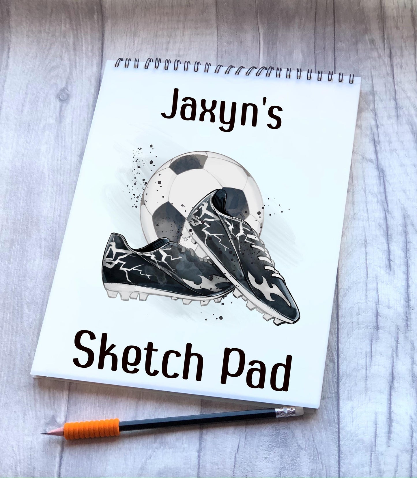 Football Design Sketch Pad, Personalised Football Sketch Pad, Granddaughter Gift, Stocking Filler, Kids Drawing Book, Grandson Gift
