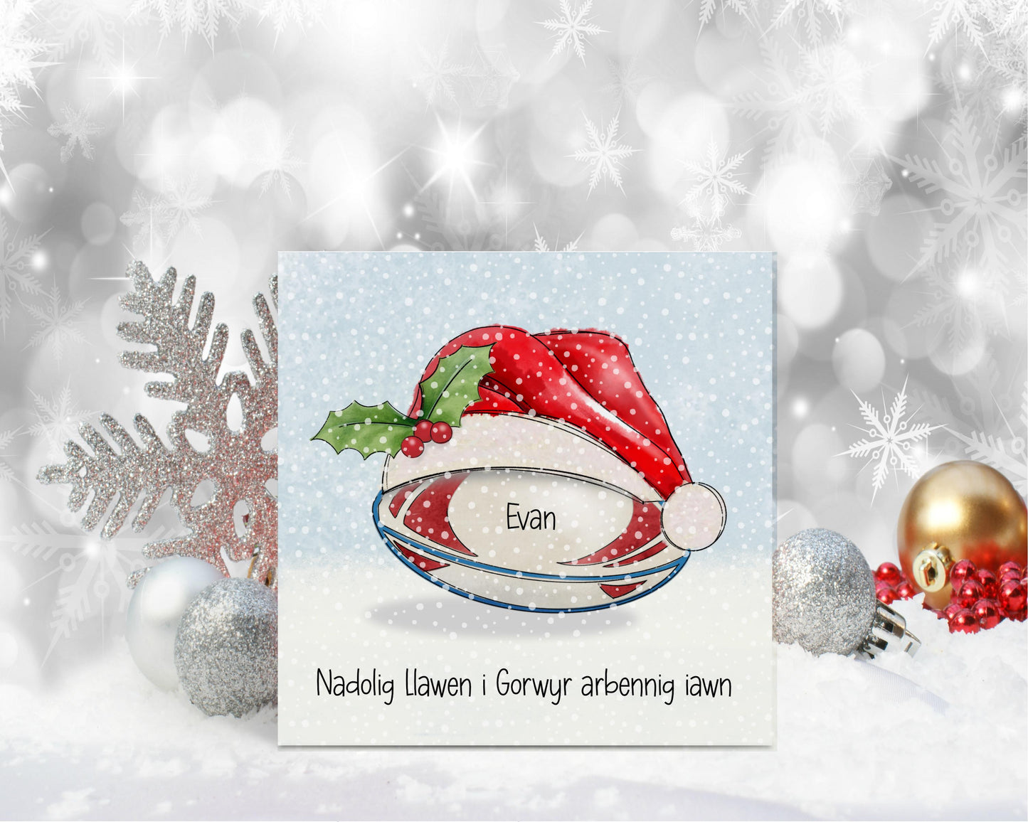 Nadolig Llawen Card, Welsh Christmas Card For Daughter, Welsh Rugby Christmas Card, Welsh Xmas For Card For Niece, Card For Granddaughter