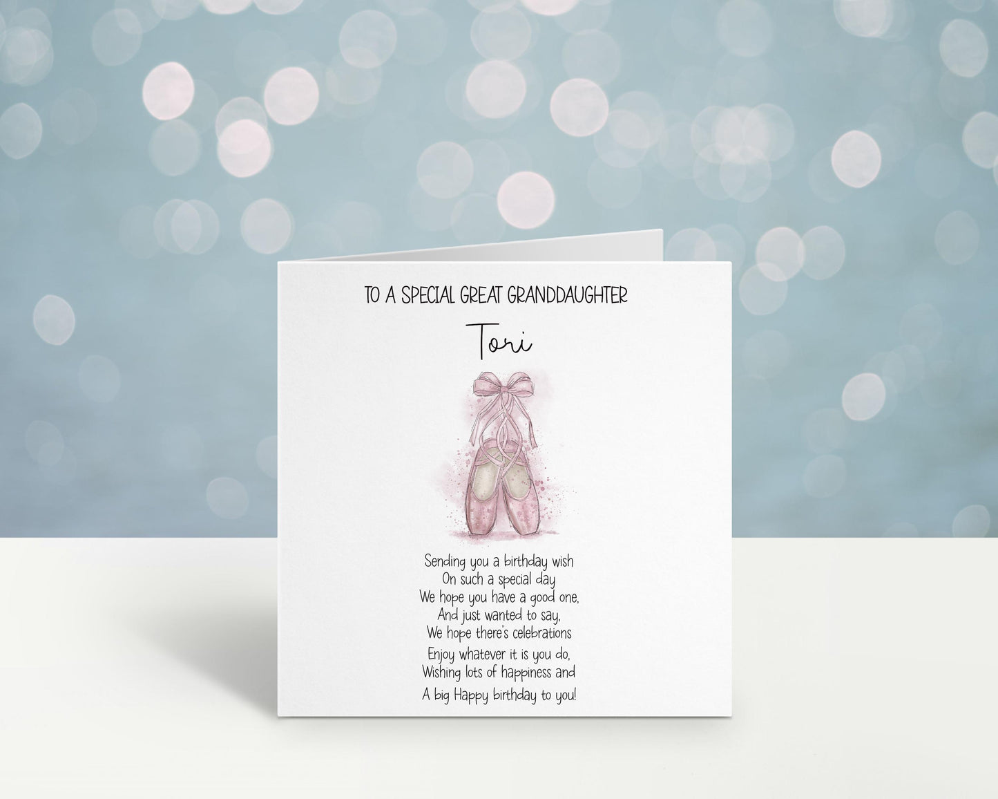 Granddaughter Ballet Card Personalised Ballet Shoes Birthday Card For Great Niece Or For A Special Little Girl Birthday Card With Poem