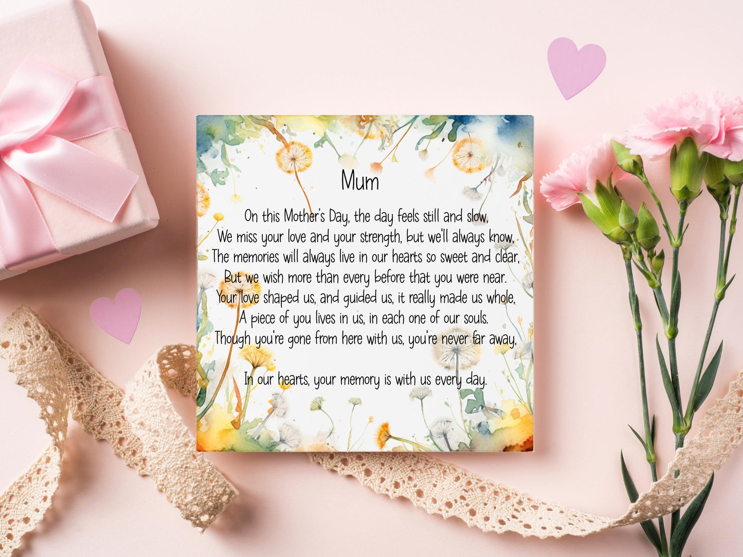 Mothers Day Remembrance Card, Mother's Day Without You Card, Memorial Mothers Day Card, Mothers Day In Heaven Card, Poem For Mum