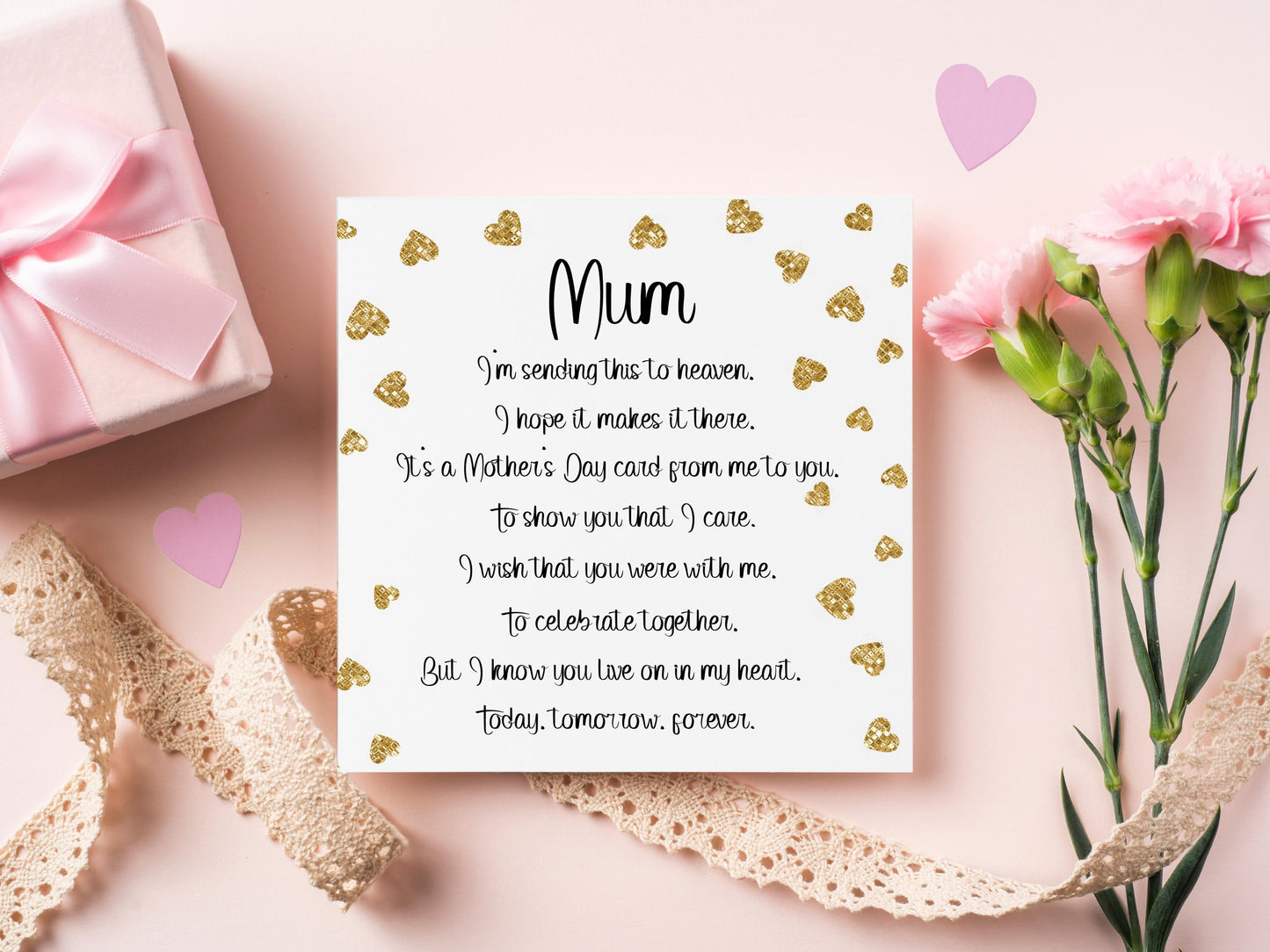 Mothers Day Remembrance Card, Mother's Day Without You Card, Memorial Mothers Day Card, Mothers Day In Heaven Card, Poem For Mum