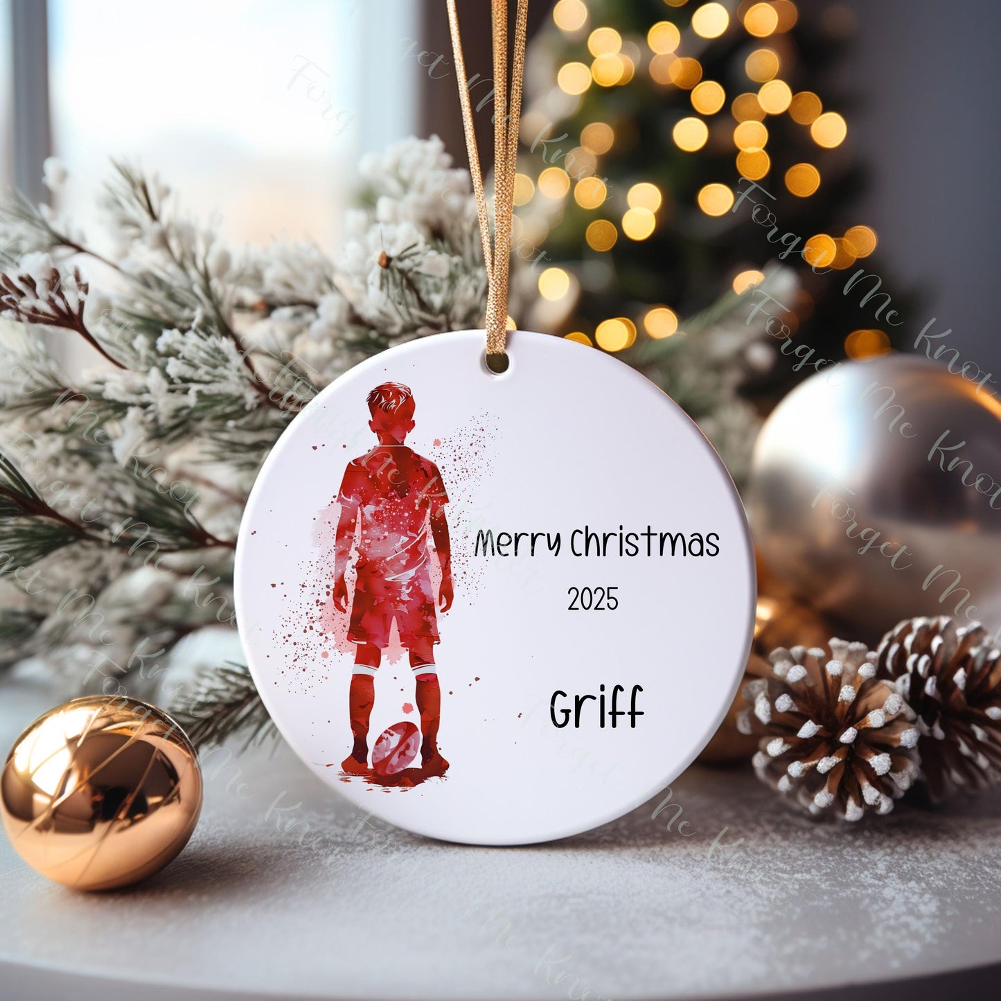 Rugby Christmas Tree Decoration, Personalised Rugby Christmas Tree Bauble, Grandson Xmas Gift