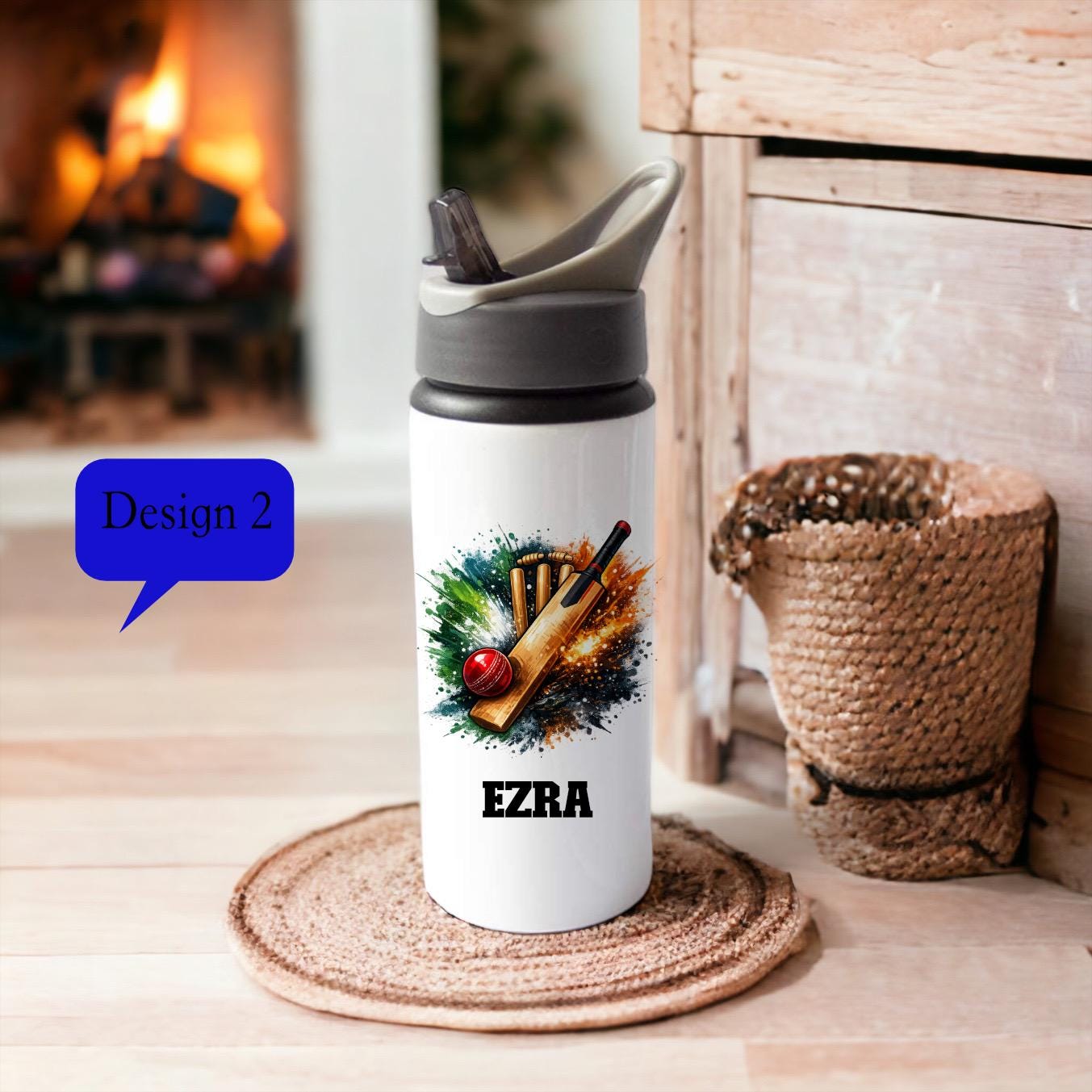 Personalised Cricket Water Bottle | Custom Name Cricket Bottle | Cricket Gift for Players, Fans And Coaches