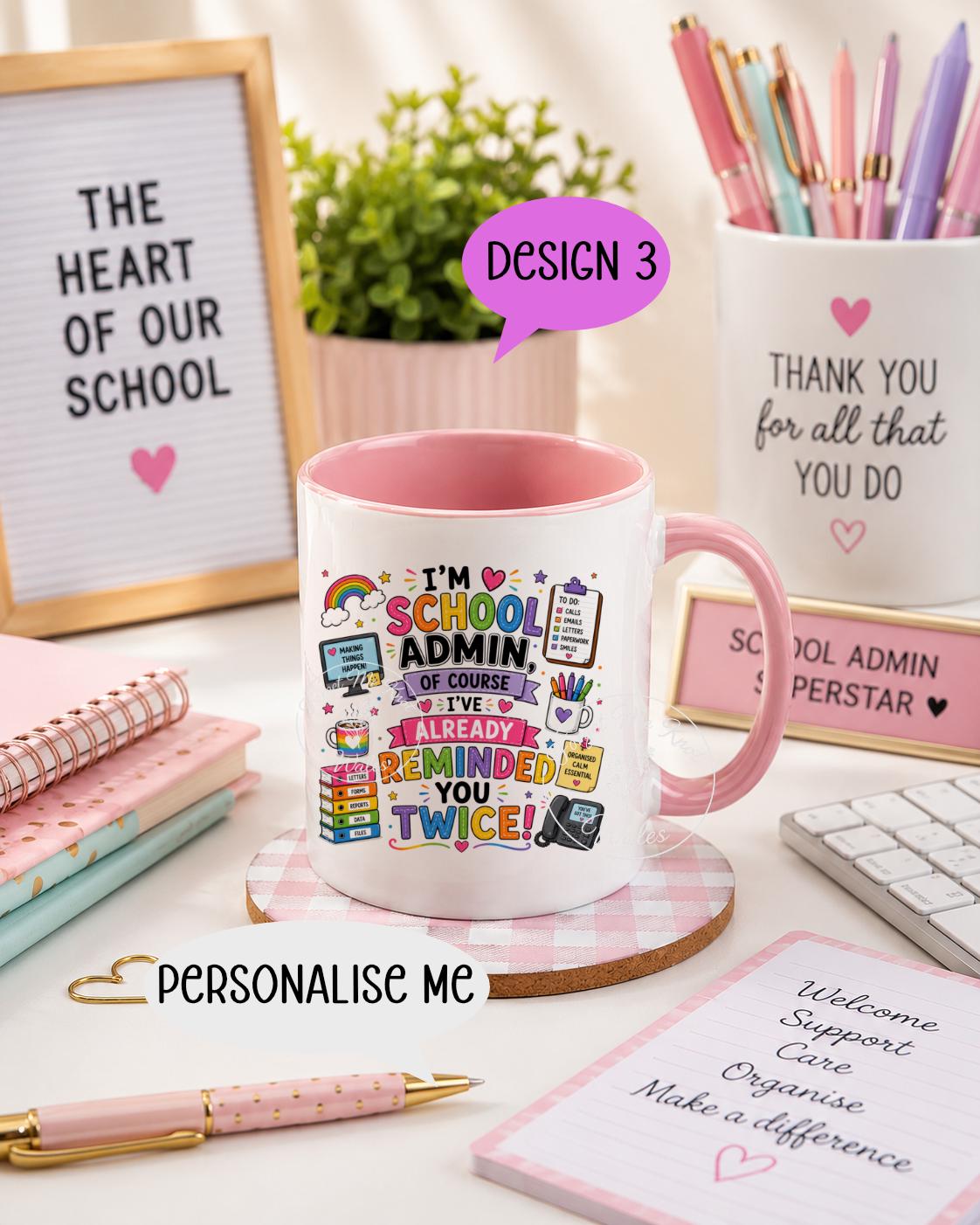School Admin / Receptionist Mug & Coaster Set | Personalised Thank You Gift