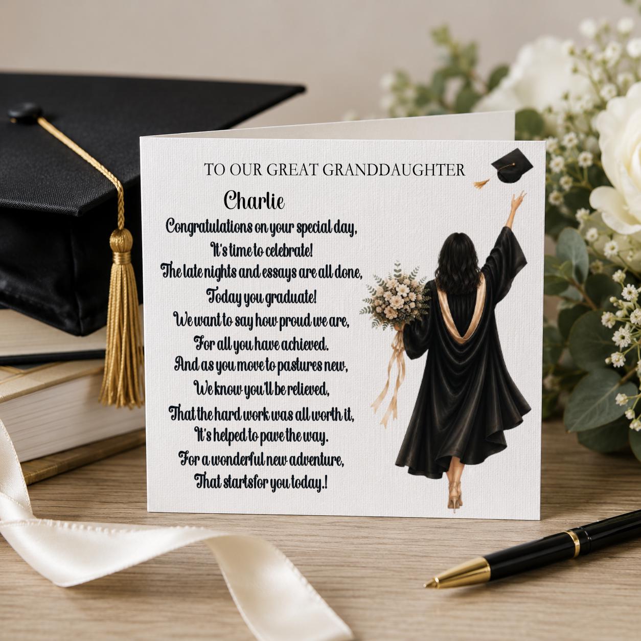 Daughter Graduation Card | Choice of Hair Colour | Congratulations Graduate Card | Daughter, Great Granddaughter, Niece, Sister