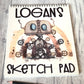 Kids Personalised Sketch Pad, Children’s Sketch Pad, Robot Design Sketch Pad