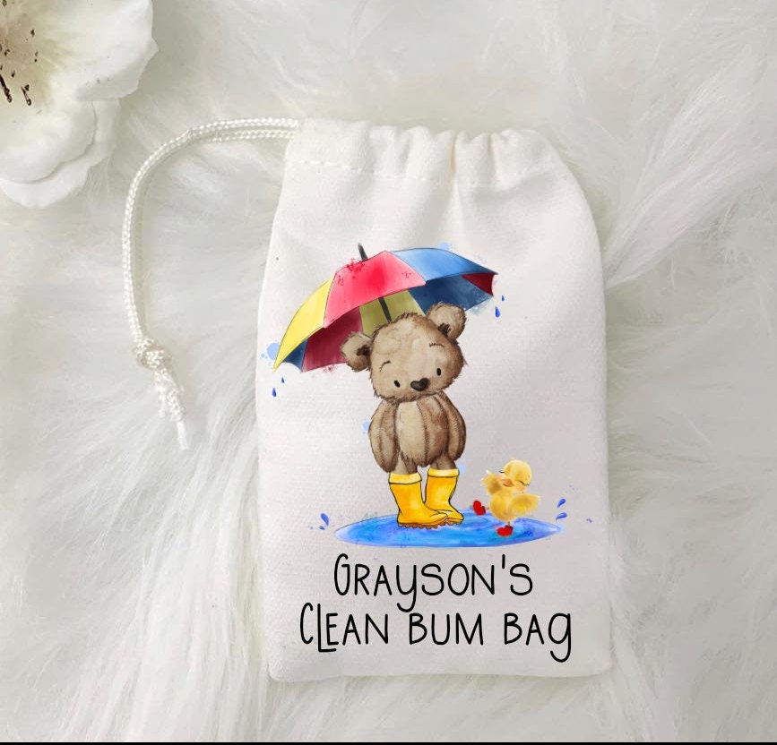 Personalised Changing Bag, Nappy Bag, Clean Bum Bag, Personalised Draw String Bag