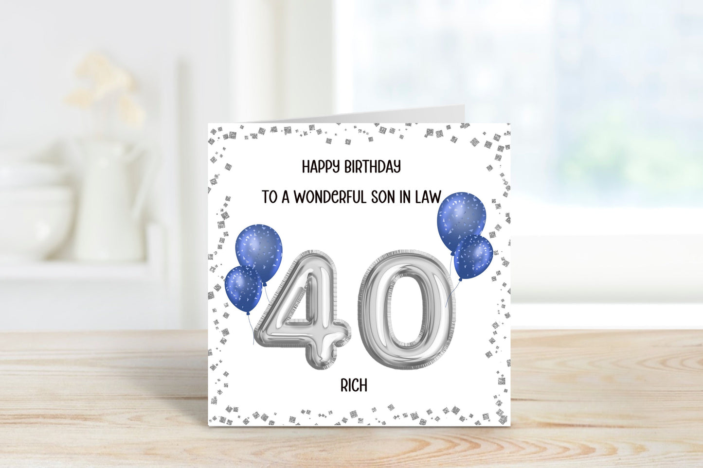 40th Birthday Card, Personalised Son In Law Birthday Card, Personalised Birthday Card For Him, Son In Law Birthday Card