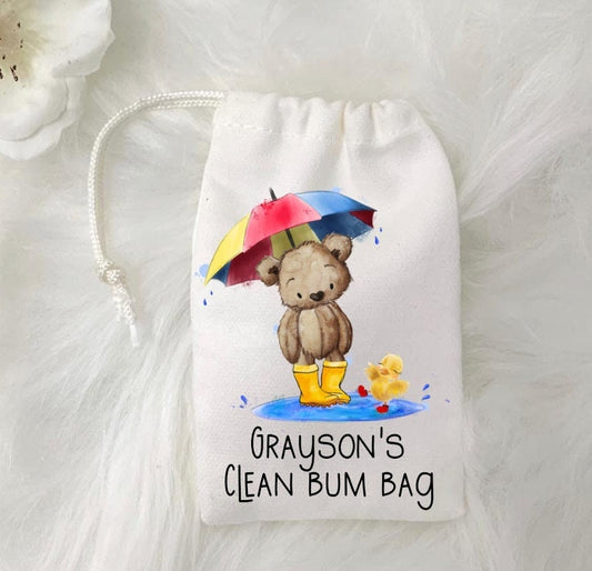 Personalised Changing Bag, Nappy Bag, Clean Bum Bag, Personalised Draw String Bag