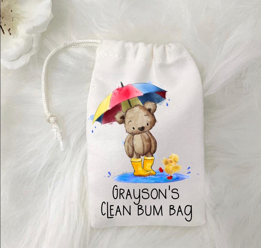 Personalised Changing Bag, Nappy Bag, Clean Bum Bag, Personalised Draw String Bag