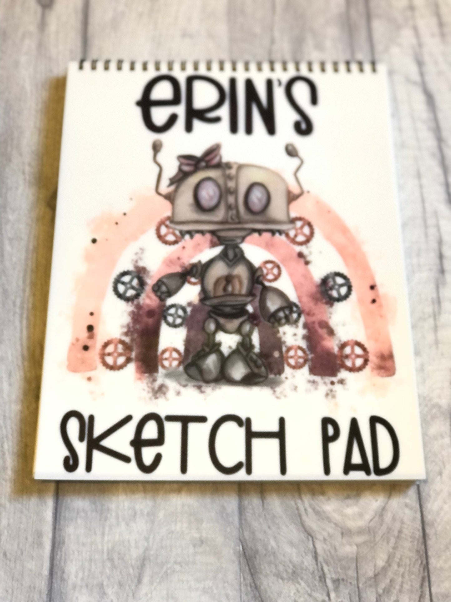 Kids Personalised Sketch Pad, Children’s Sketch Pad, Robot Design Sketch Pad