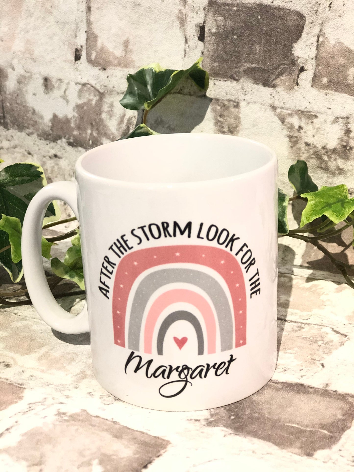 Rainbow Mug, After the storm, look for the rainbow, blue rainbow, pink rainbow