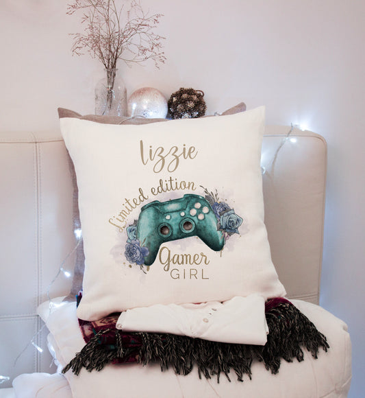 Gamer Girl Cushion, Gamer Girl Gifts, Personalised Gift For Gaming Addicts
