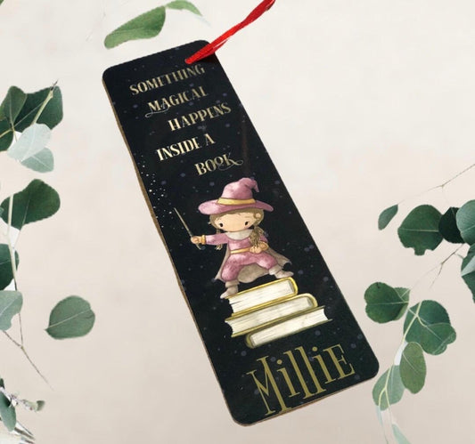 Girl Wizard Bookmark, Personalised Bookmark