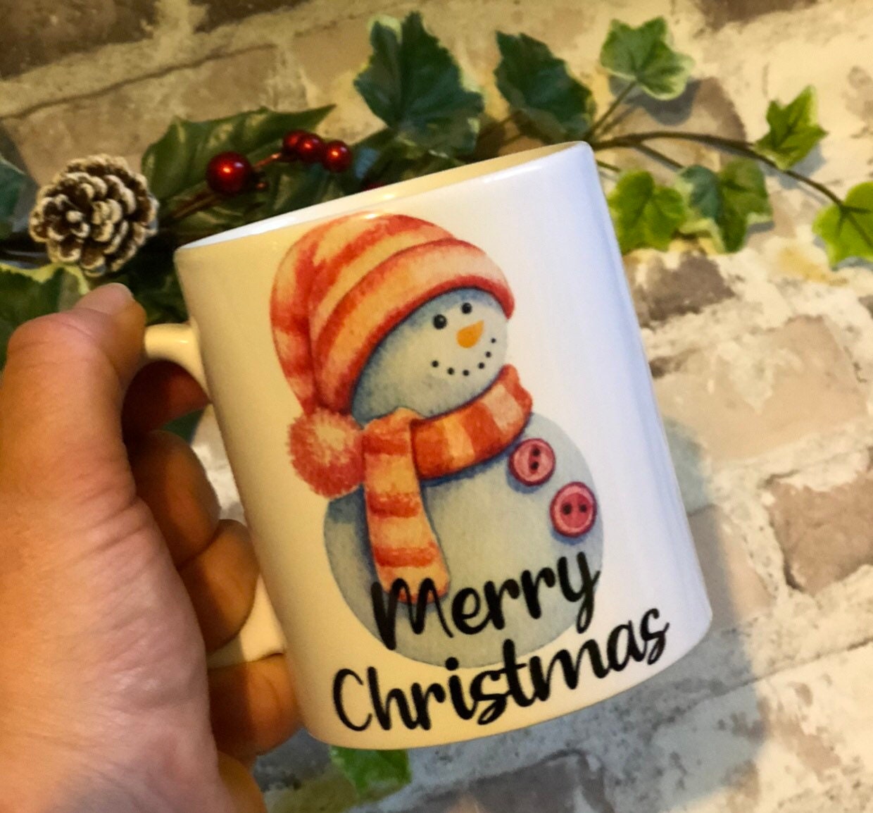 Snowman Christmas Mug, Snowman Hot Chocolate Christmas Mug