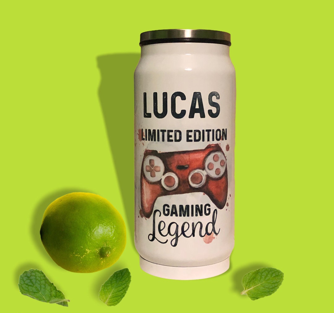 Gaming Legend Drinks Bottle, Personalised Coke Can Drinks Bottle For Gamers, Gamer Drinks Bottle, Coke Can Style Drinks Bottle With Straw