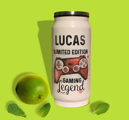 Gaming Legend Drinks Bottle, Personalised Coke Can Drinks Bottle For Gamers, Gamer Drinks Bottle, Coke Can Style Drinks Bottle With Straw