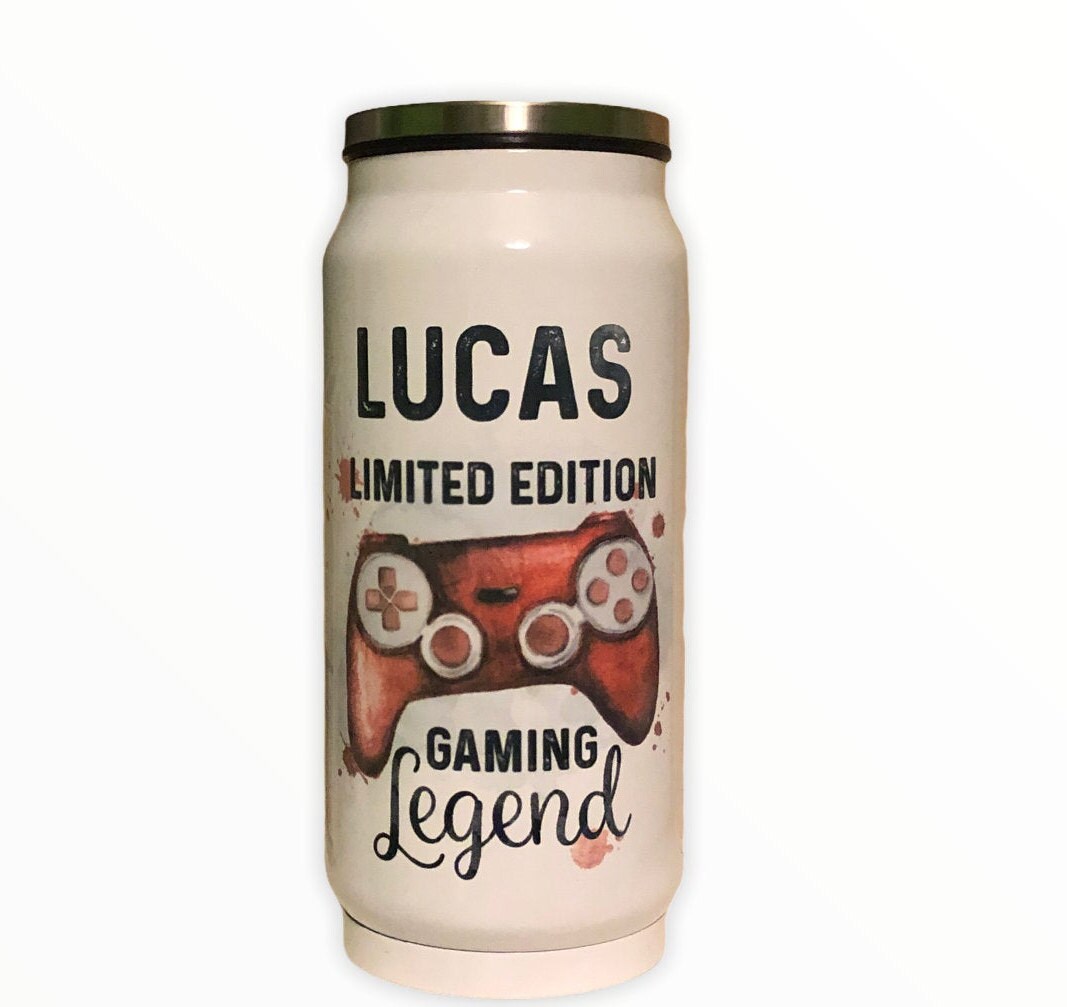 Gaming Legend Drinks Bottle, Personalised Coke Can Drinks Bottle For Gamers, Gamer Drinks Bottle, Coke Can Style Drinks Bottle With Straw